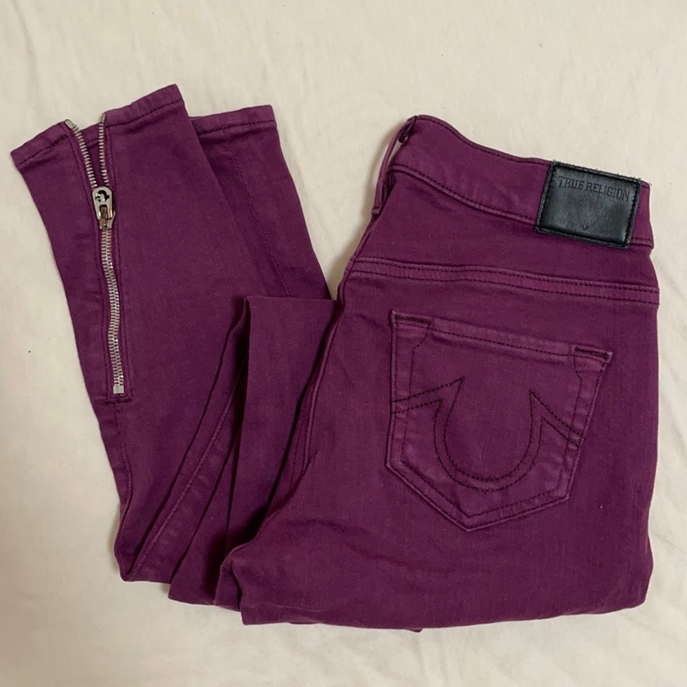 True Religion Purple Halle Skinny Zip Jeans